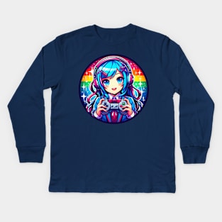 Anime Japanese gamer girl Kids Long Sleeve T-Shirt